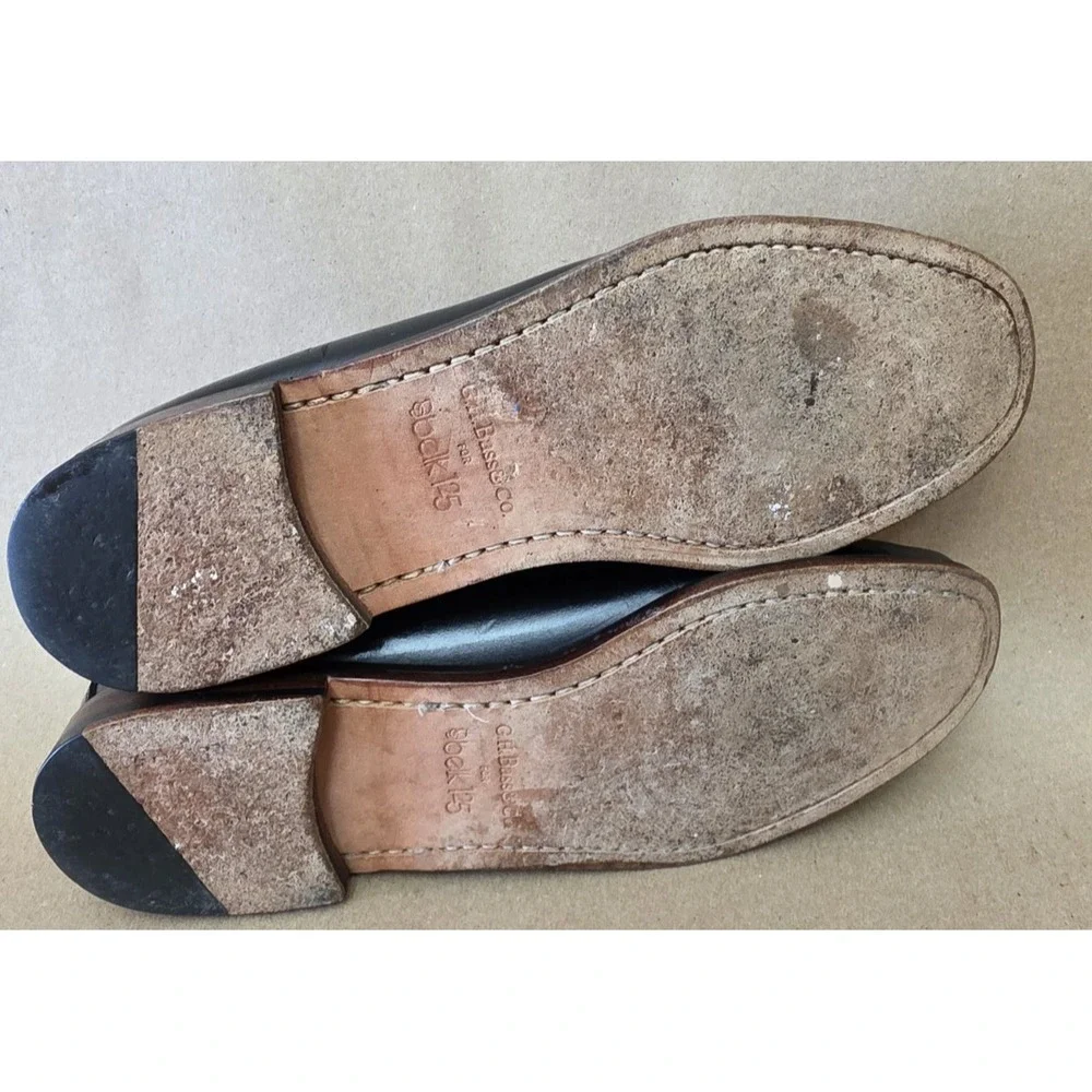 G.H. Bass Weejuns Sz 9.5 D Carl Slip-On Leather Belk 125 Dress Shoes Black Brown